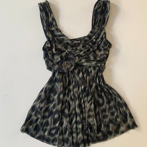 Y2K Express Flowy Babydoll Tank Top in Green and Black